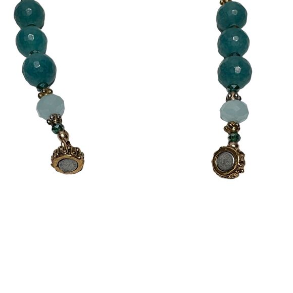 Amazonite Faceted and Glass Bead Necklace Gold Tone Magnetic Clasp 17 in Beauty - Picture 12 of 12
